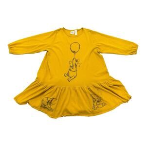 Disney Winnie the Pooh and Pals Mustard Yellow 2X Drop Waist 3/4 Sleeve Dress